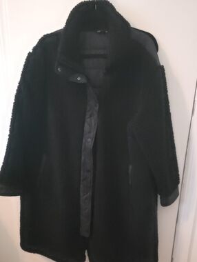 Athleta Black Faux Shearling Teddy Coat